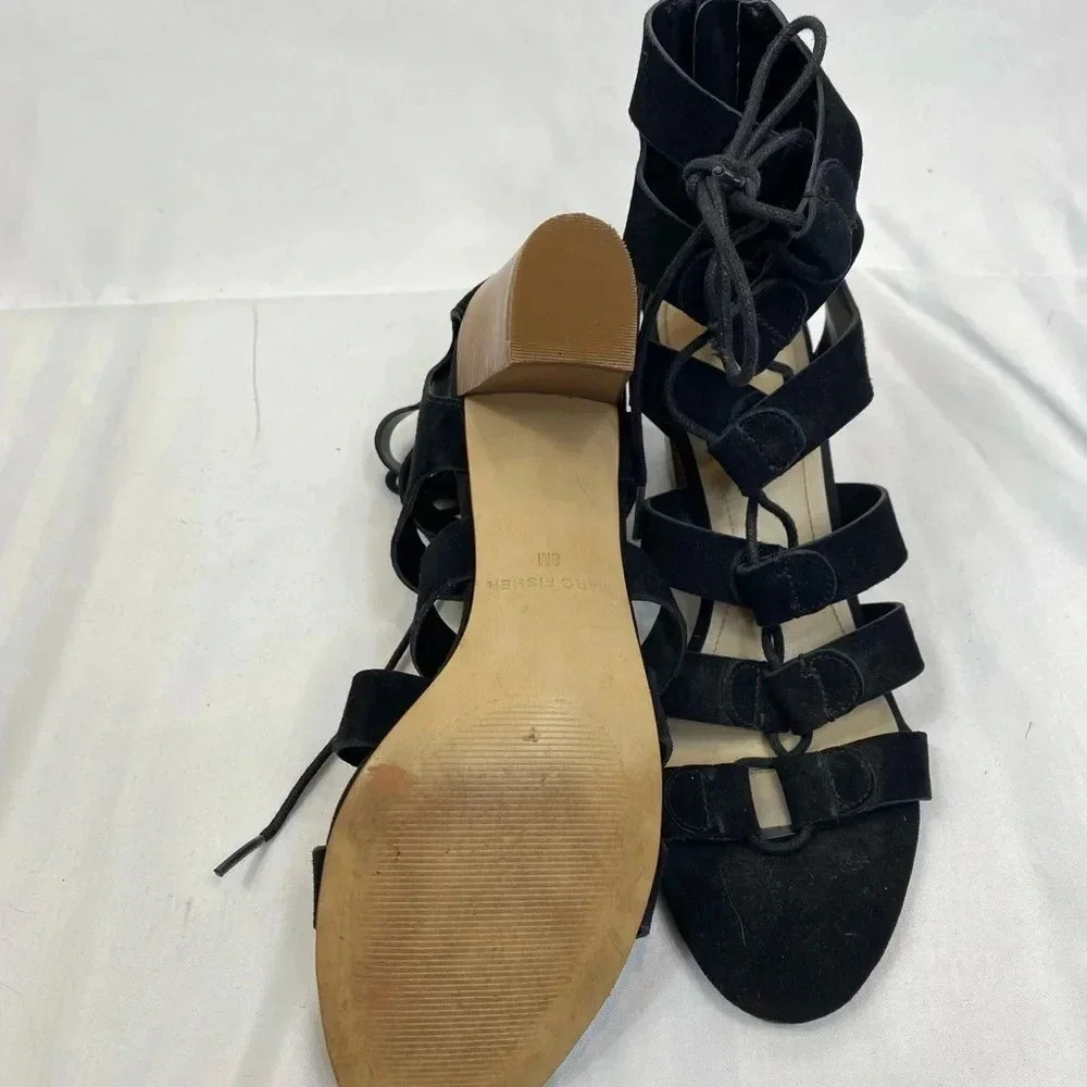 Marc Fisher Suede Lace Up Heels with Zipper Back - Picture 4 of 4